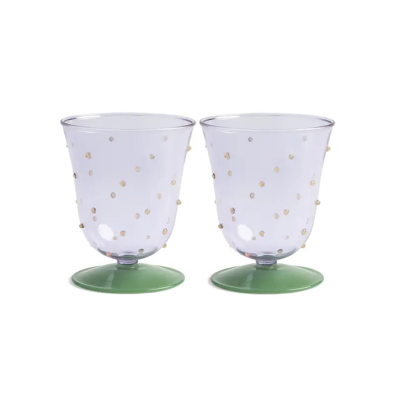 Set Of 2 Purple Polka-Dot Water Glasses – 200 Ml Each 1