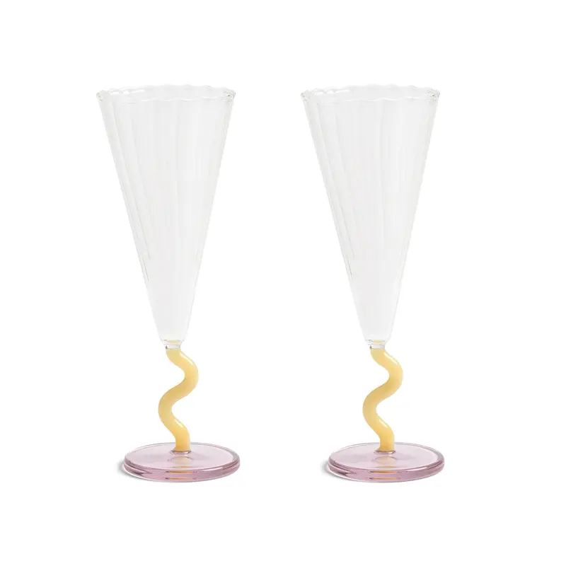 Set Of 2 Yellow-Stemmed Champagne Flutes – 180 Ml Capacity 1