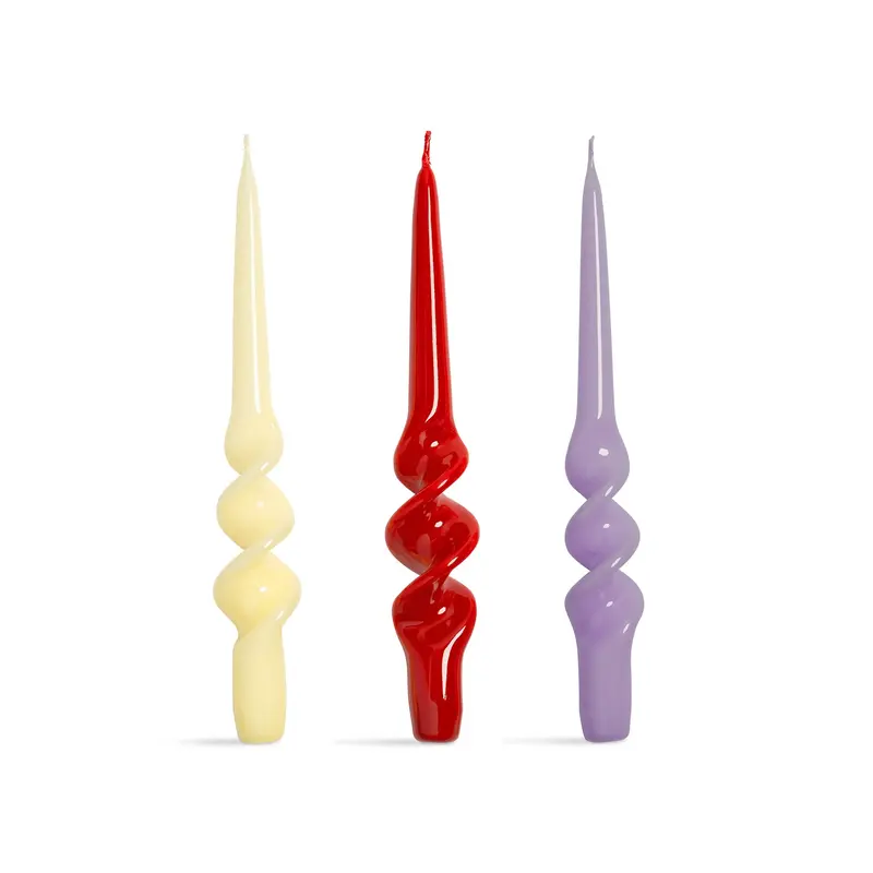 Set Of 3 Pink Spiral Decorative Candles 1