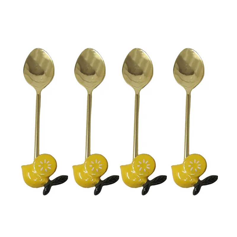 Set Of 4 Citrus-Infused Lemon Dessert Spoons 1