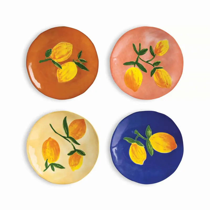 Set Of 4 Citrus-Themed Side Plates (16 Cm Diameter) 1
