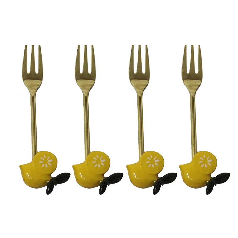 Set Of 4 Lemon-Design Tasting Forks – Food-Safe Stainless Steel 1