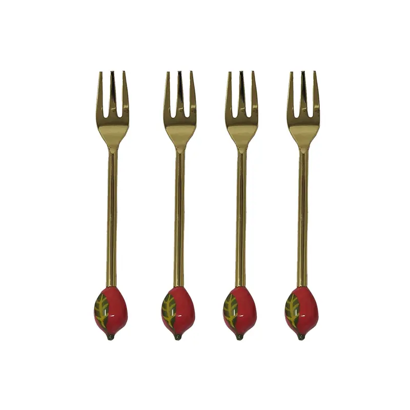 Set Of 4 Mini Strawberry Tasting Forks – Stainless Steel 1