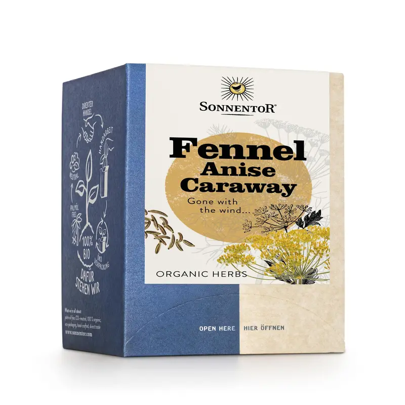 Sonnentor Organic Digestive Tea – Fennel, Anise & Caraway, 18-Count Pouches (6-Pack) 1