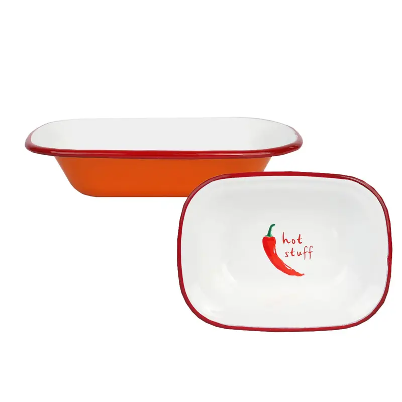 Spicy Chilli-Print Enamel Roasting Dish – 20 Cm Oven-Safe Cookware 1