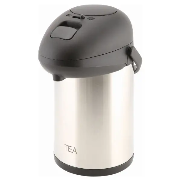 Stainless Steel Vacuum-Insulated Tea Pump Pot – 2.5L (Single) 1