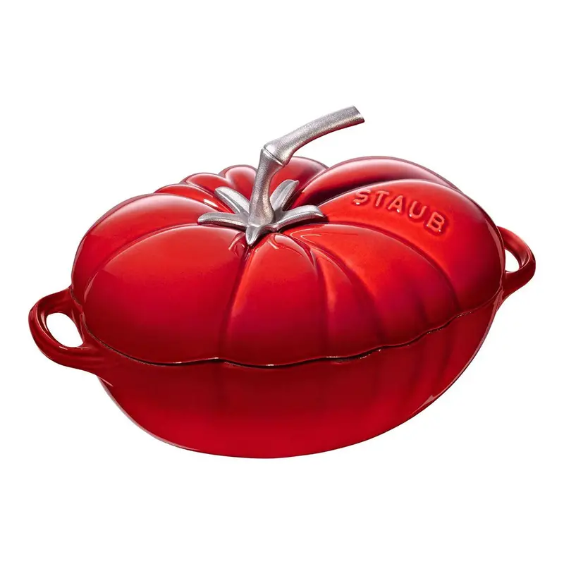 Staub Limited Edition Tomato-Shaped 3-Quart Oval Enameled Cast Iron Dutch Oven – Cherry Red 1
