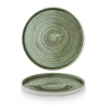 Stonecast Patina Burnished Green Walled Plate – 10.25 Inch, Pack Of 6 1