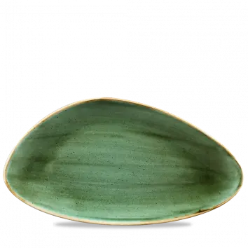 Stonecast Samphire Green Asymmetrical Chef'S Plate – 13.75" × 7.375" (Pack Of 6) 1