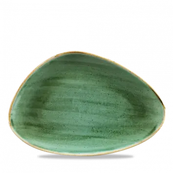 Stonecast Samphire Green Triangular Chef'S Plate – 12" × 8" (Pack Of 6) 1