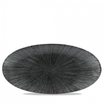 Studio Prints Agano Black Oval Chef'S Plate – 13.75" × 6.75" (Pack Of 6) 1