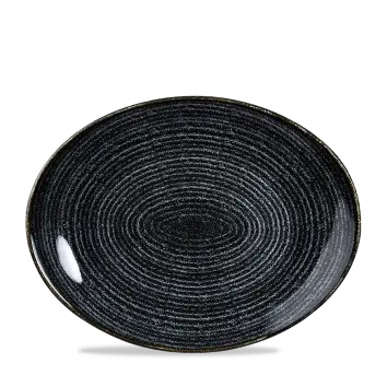 Studio Prints Charcoal Black Large Orbit Oval Coupe Plate – 12.5" (Pack Of 12) 1