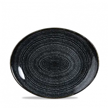 Studio Prints Charcoal Black Orbit Oval Coupe Plate – 10.625" (Pack Of 12) 1