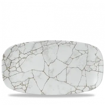 Studio Prints Kintsugi Agate Grey Large Oblong Chef'S Plate – 13.875" × 7.375" (Pack Of 6) 1