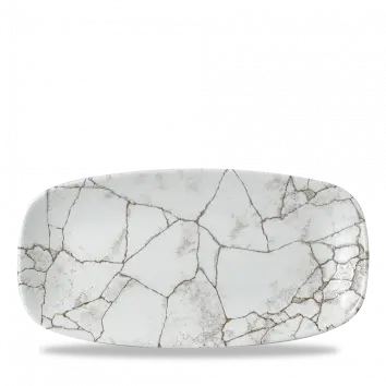 Studio Prints Kintsugi Agate Grey Oblong Chef'S Plate – 11.75" × 6" (Pack Of 12) 1