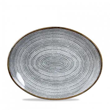 Studio Prints Stone Grey Orbit Oval Coupe Plate – 12.5-Inch, Pack Of 12 1