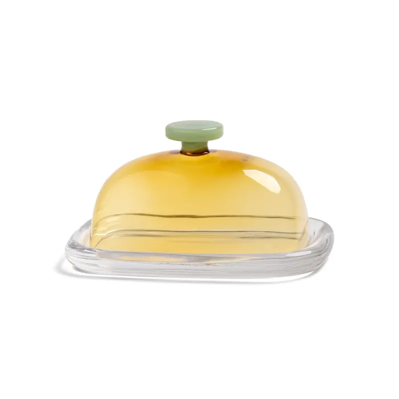 Sunshine Yellow Glass Butter Container – 19Cm 1