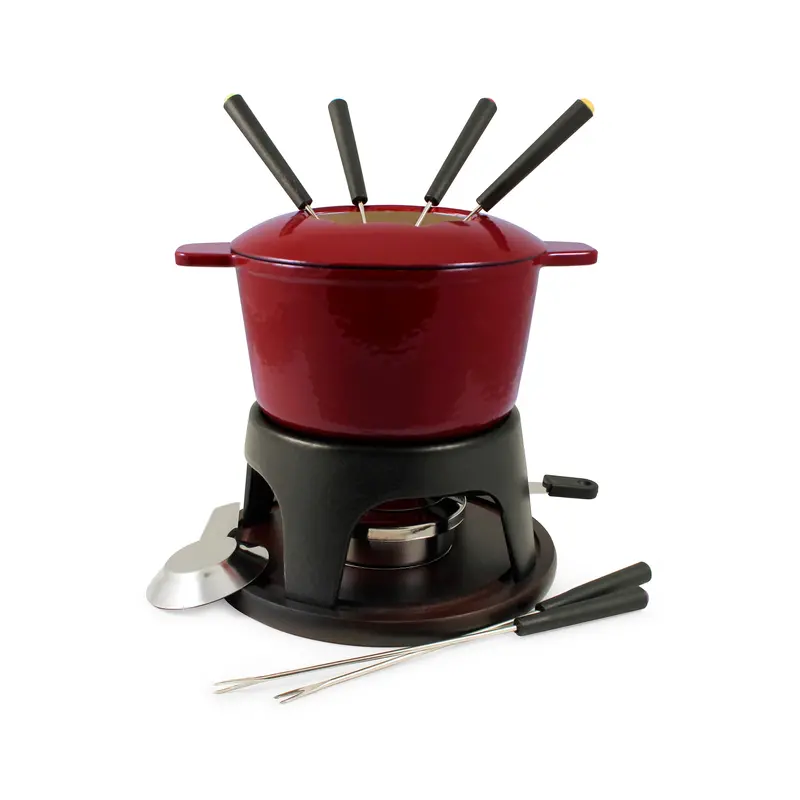 Swissmar Sierra Red Cast Iron Fondue Set – Compact 17Cm Kit 1