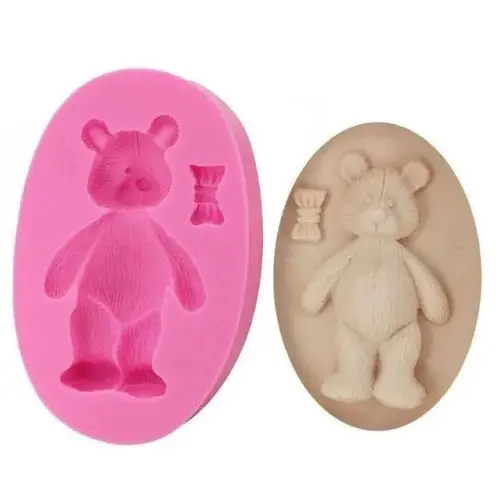 Teddy Bear Holding Bow Silicone Chocolate Mold 1
