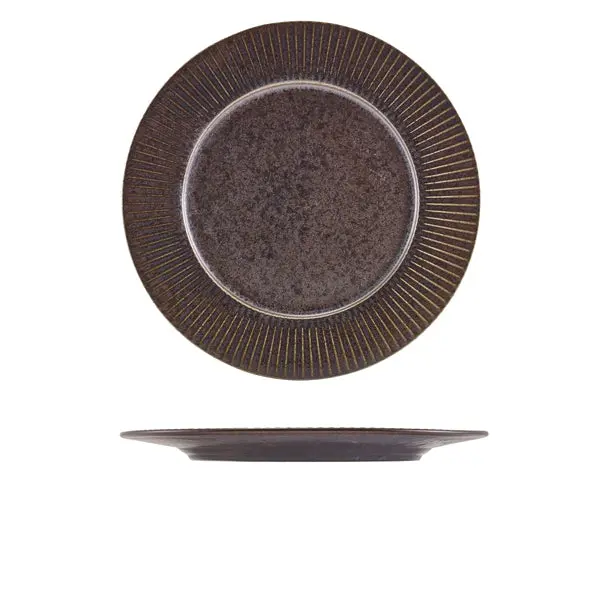 Terra Porcelain Black Fluted Winged Plate – 26Cm, Case Of 6 1