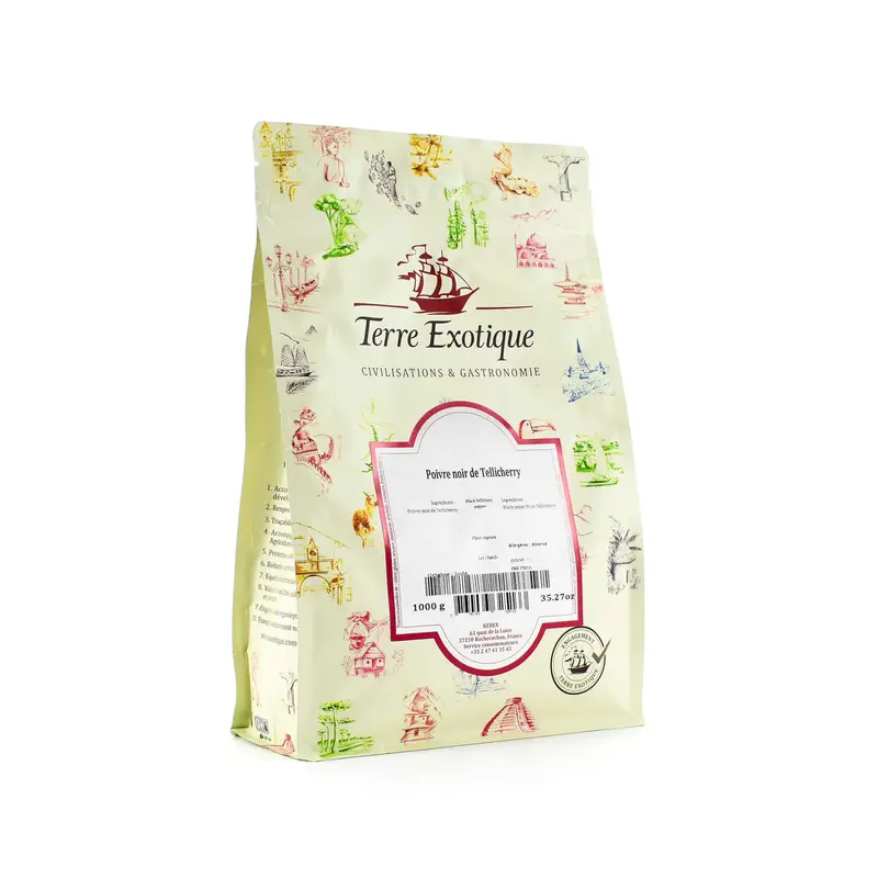Terre Exotique Black Tellicherry Peppercorns – Extra-Large Grade, 1Kg 1