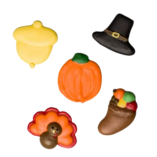 Thanksgiving-Themed Royal Icing Decorations – 1.5-Inch Assortment 1