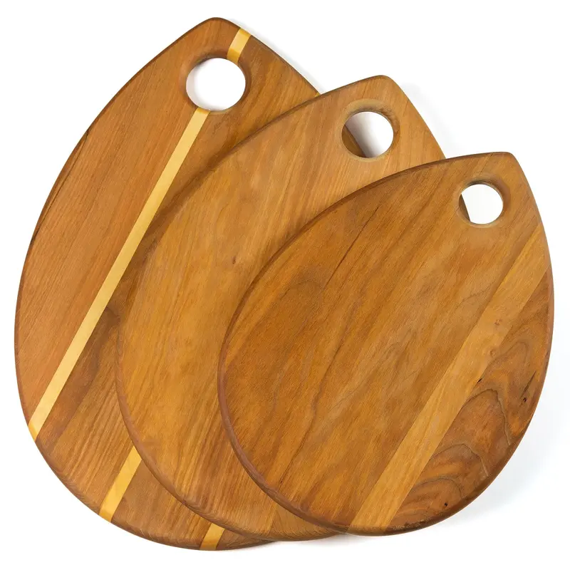 Three-Piece Tear-Drop Shaped Bread Board Set 1