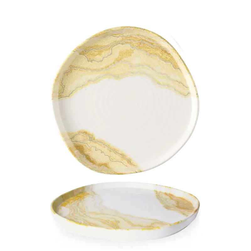 Tide Gold Organic-Style Walled Plate (26.7 Cm Diameter), Pack Of 6 1