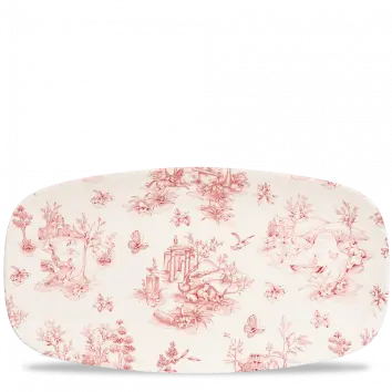 Toile Cranberry Chefs Oblong Serving Plate – 13.875 X 7.375 Inches, Pack Of 6 1