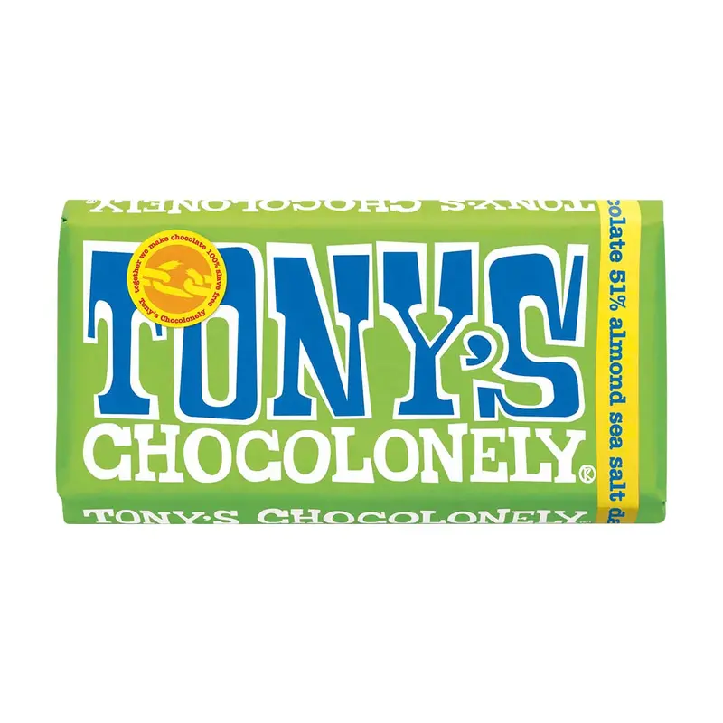Tony’S Chocolonely Dark Chocolate With Almonds & Sea Salt – 15-Unit Case (180G Each) 1