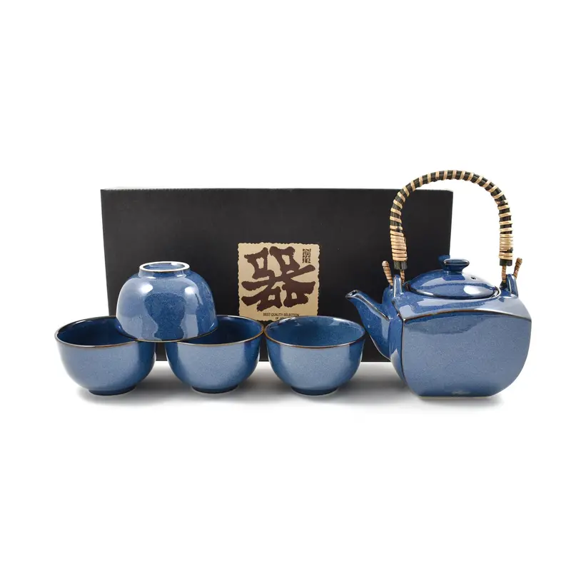 Traditional Japanese Tea Set For Four – Rich Indigo Finish 1