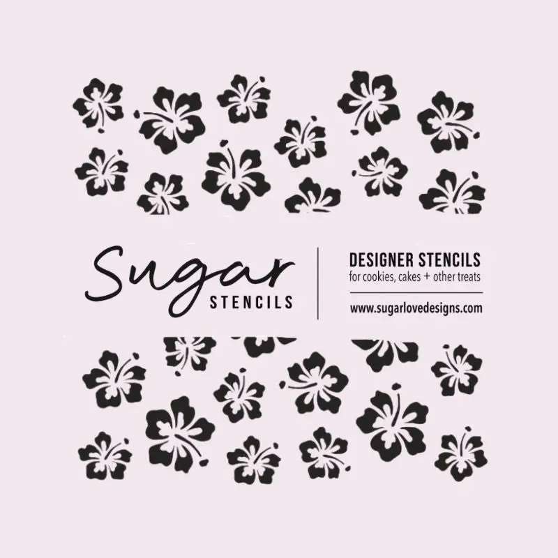 Tropical Hibiscus Pattern Sugar Stencil 1