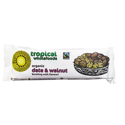 Tropical Wholefoods Date & Walnut Energy Bars – 18-Pack (40G Each) Organic Snack 1