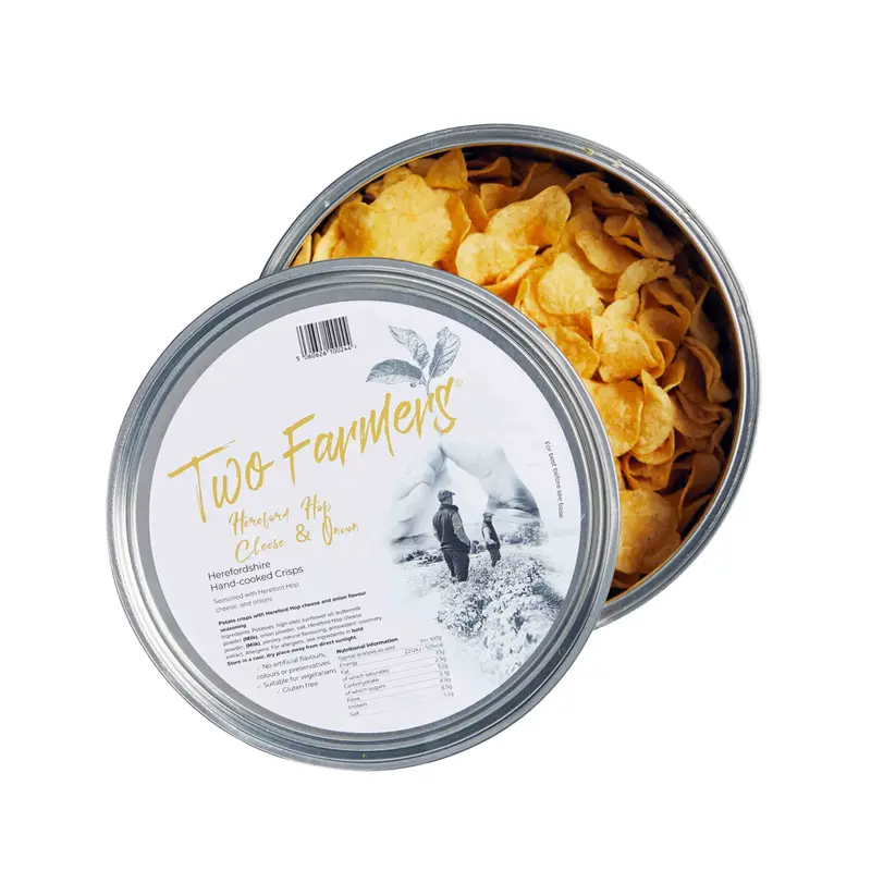 Two Farmers Hereford Hop Cheese & Onion Crisps – 500G Party Sharing Tin 1