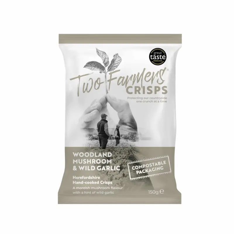 Two Farmers Woodland Mushroom & Wild Garlic Crisps – 150G Artisan Potato Snack 1