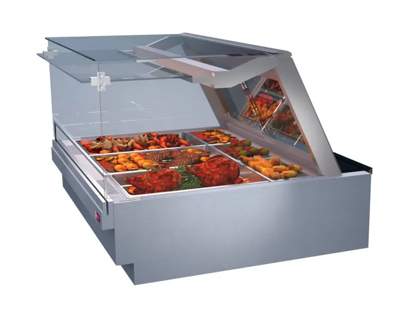 Ubert 4-Pan Hot Deli Cabinet With Retractable Glass Front 1