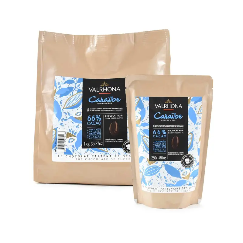 Valrhona Caraibe 66% Dark Chocolate Chips – 250G Balanced Caribbean Cocoa 1