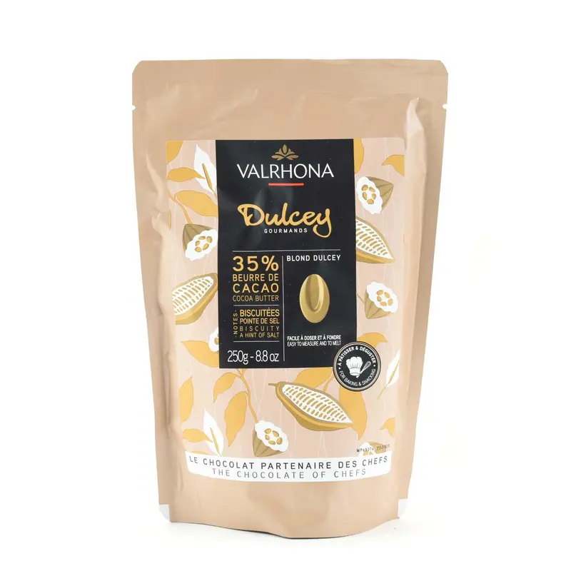 Valrhona Dulcey 35% Blonde Chocolate Chips – 250G Caramelised, Buttery Flavour 1