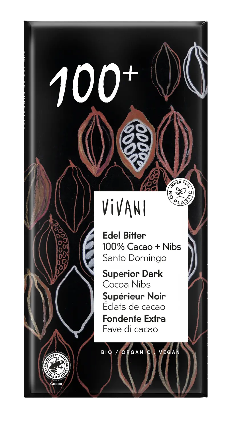 Vivani 100% Cacao Pure Dark Chocolate Bar – 10-Pack (100G Each) 1
