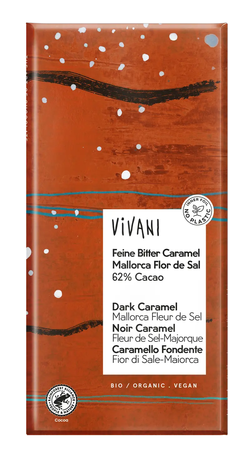 Vivani 62% Cacao Dark Chocolate With Salted Caramel – 10-Pack (80G Each) 1