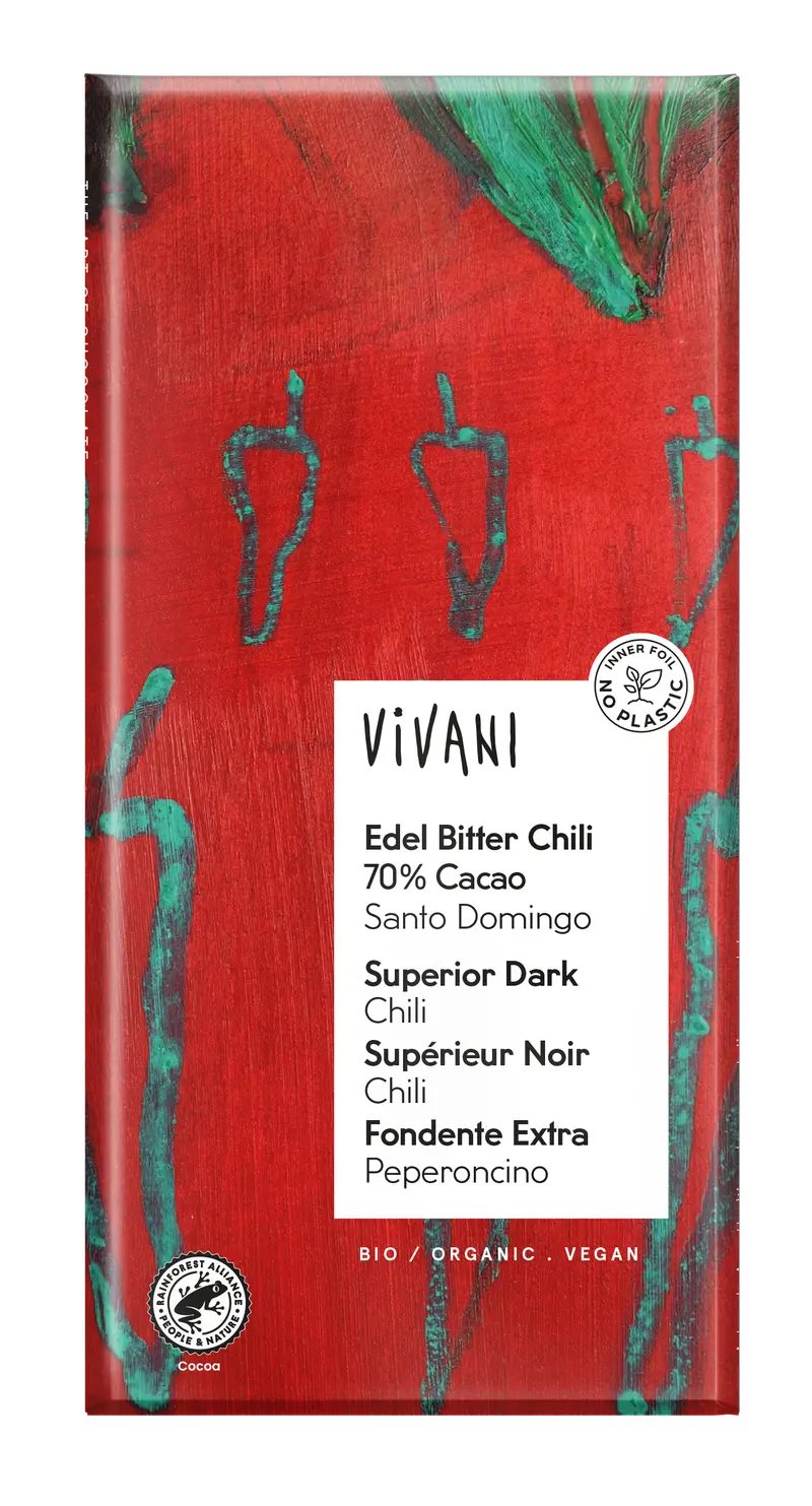 Vivani 70% Cacao Dark Chocolate With Chili – 10-Pack (100G Each) 1
