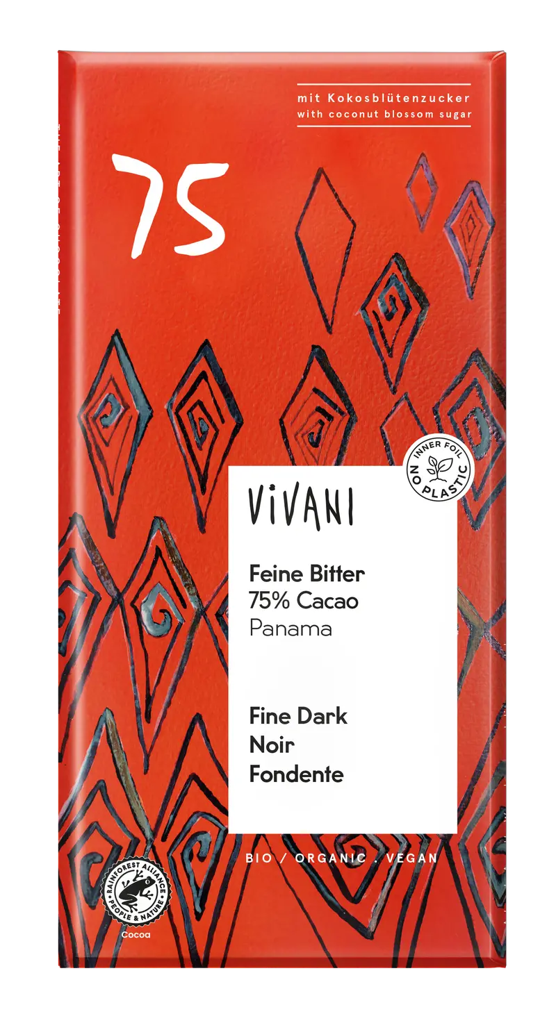 Vivani 75% Cacao Rich Dark Chocolate Bar – 10-Pack (80G Each) 1