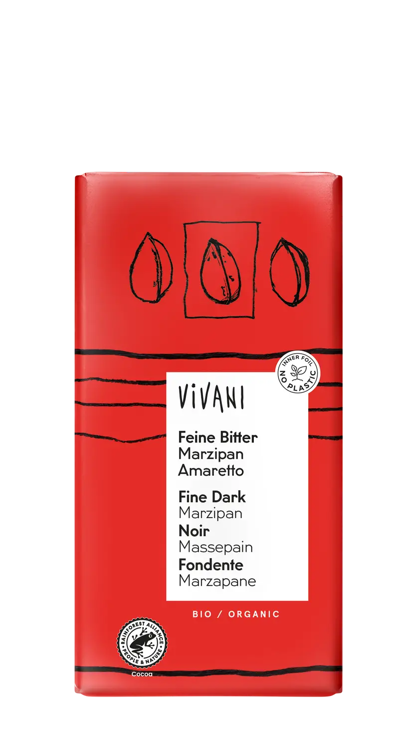 Vivani Dark Marzipan Amaretto Chocolate Bars – 10 × 100G Artisan Collection 1