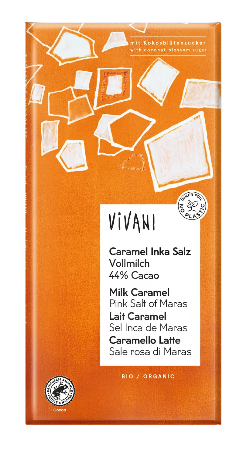 Vivani Milk Chocolate With Caramel & Pink Salt Of Maras – 10-Pack (80G Each) 1