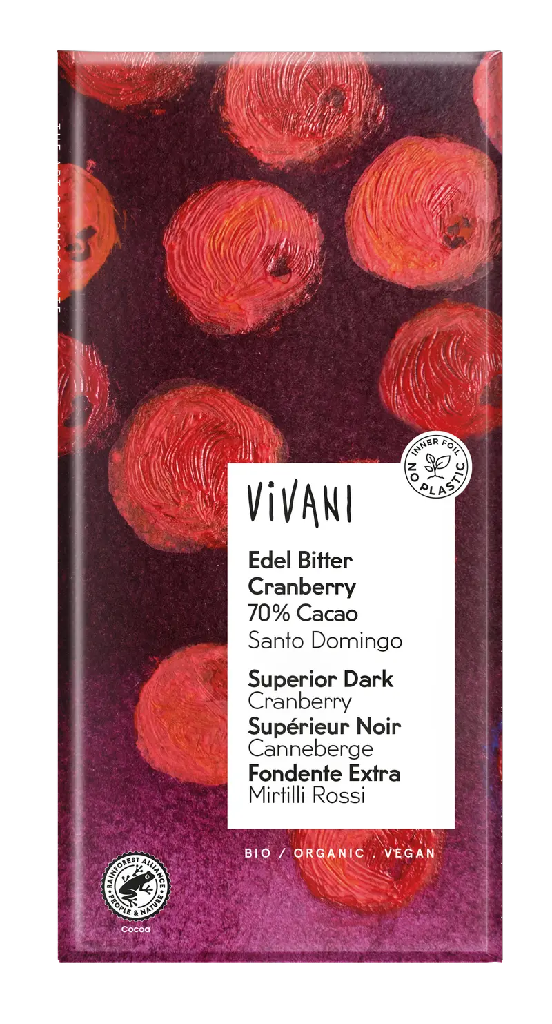 Vivani Superior Dark Chocolate With Cranberries – 10-Pack (100G Each) 1
