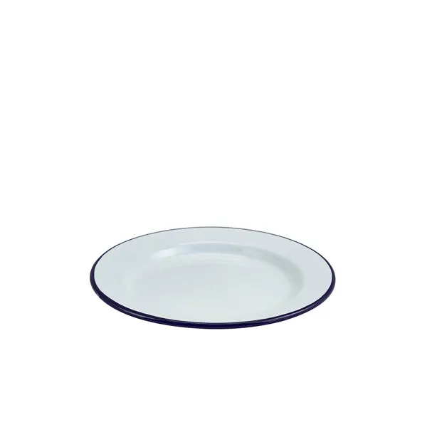 White & Blue Enamel Wide-Rim Plate – 20Cm Classic Dinnerware 1