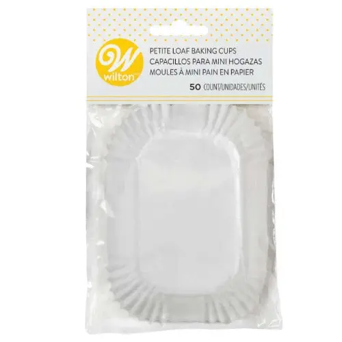 White Petite Loaf Baking Cups 1