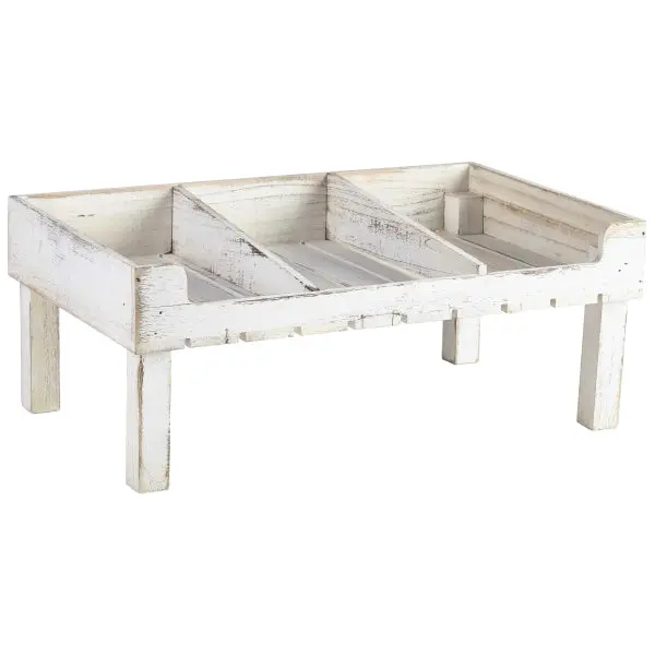 Whitewashed Wooden Crate Stand – Elevated Display Shelf, Single Unit 1