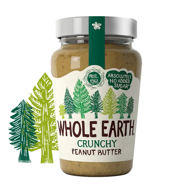 Whole Earth Crunchy Peanut Butter – 6 X 340G Unsweetened & Unsalted Spread 1