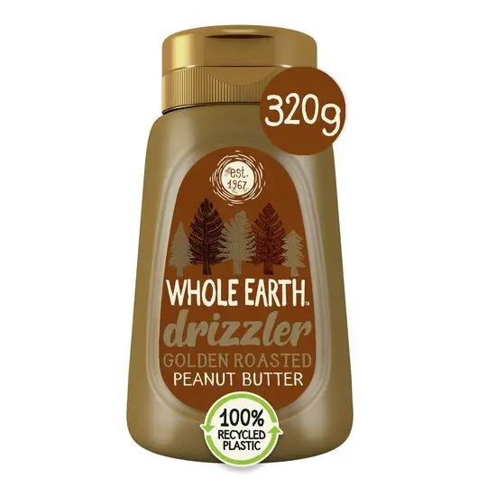 Whole Earth Golden Roasted Drizzle Peanut Butter – 6 × 320G Pourable Spread 1